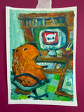 15x21 cm, 5,91 x 8,27 inches, original acrylic painting, capybara