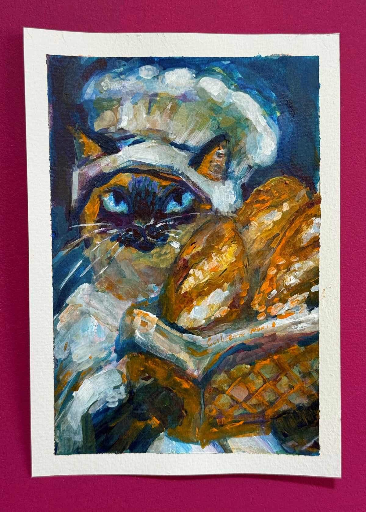 14,7 x 20,9 cm 5.79 x 8.23 inches. cat proud of himself because according to his own parameters he found the perfect bread recipe