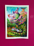 14,5 x 20,7 cm 5.71 x 8.15 inches dinosaur eager for the day the profession of clown is invented.