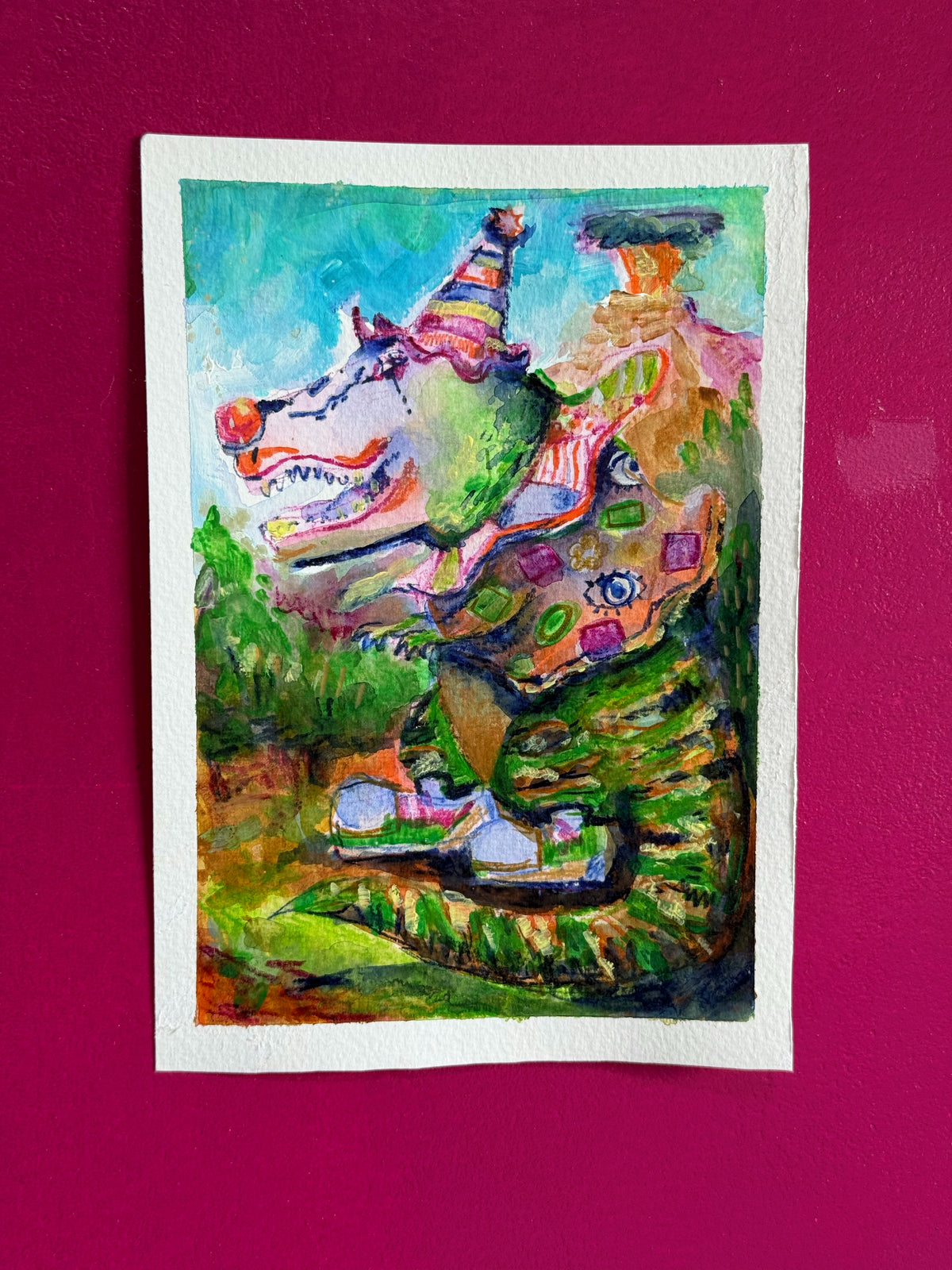 14,5 x 20,7 cm 5.71 x 8.15 inches dinosaur eager for the day the profession of clown is invented.