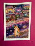 14,7 x 21 cm 5,79 × 8,27 inches cat doesn't want to come home and keeps wandering around listening to music