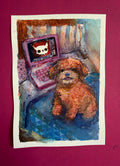 14,7 x 21 cm 5,79 × 8,27 inches puppy browsing occult sites that haven't been updated since the last decade