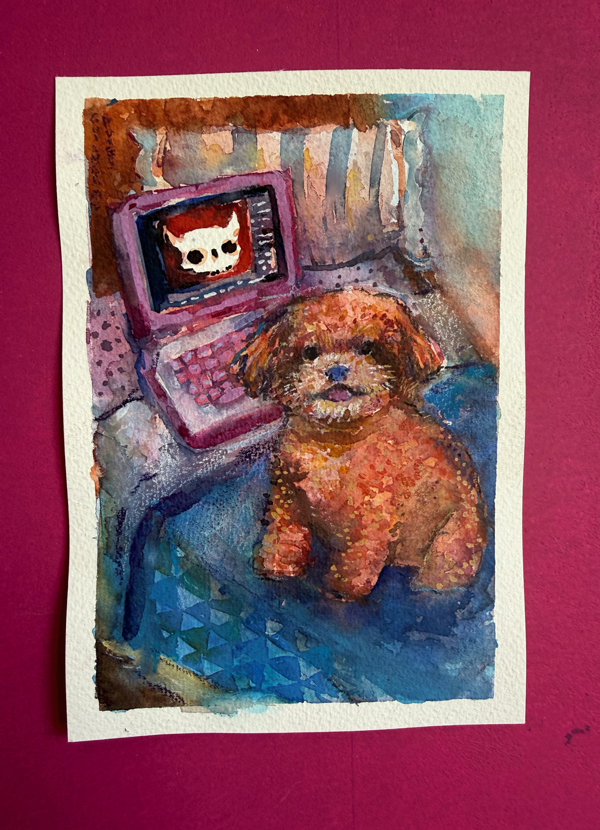 14,7 x 21 cm 5,79 × 8,27 inches puppy browsing occult sites that haven't been updated since the last decade