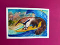 14,7 x 21 cm 5,79 × 8,27 inches surfing anteater