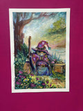 14,7 x 21 cm 5,79 × 8,27 inches She invited the other local witches for a picnic but no one has arrived yet